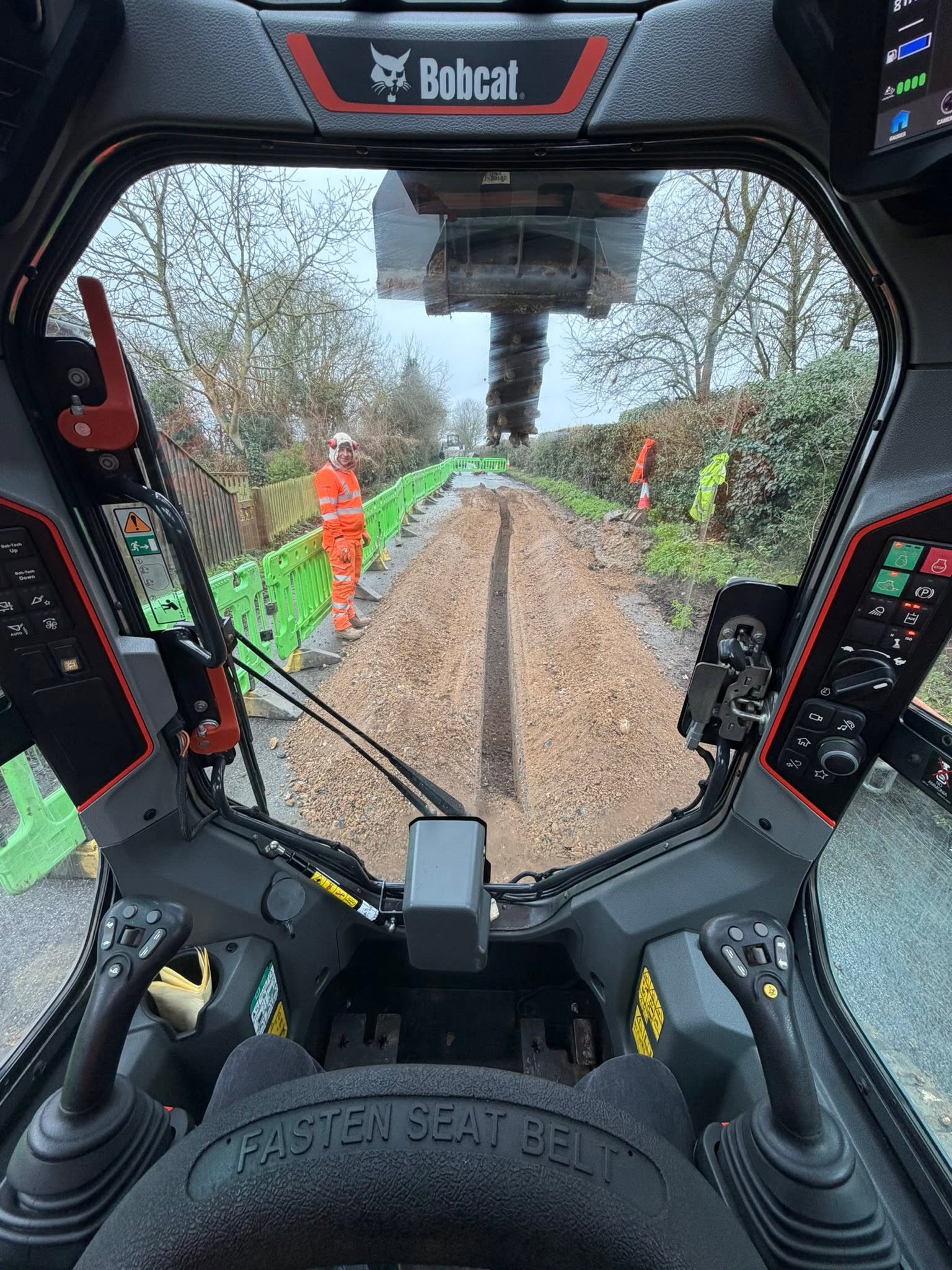 Operator view of wheel saw machine at work
