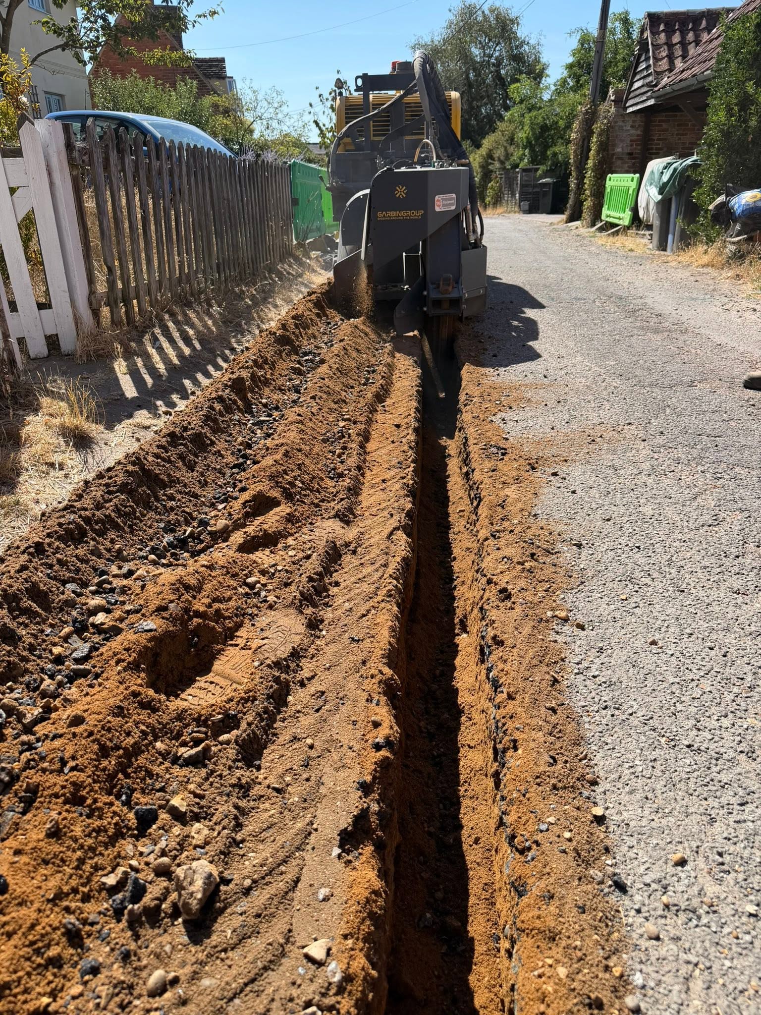 Newly cut utility trench